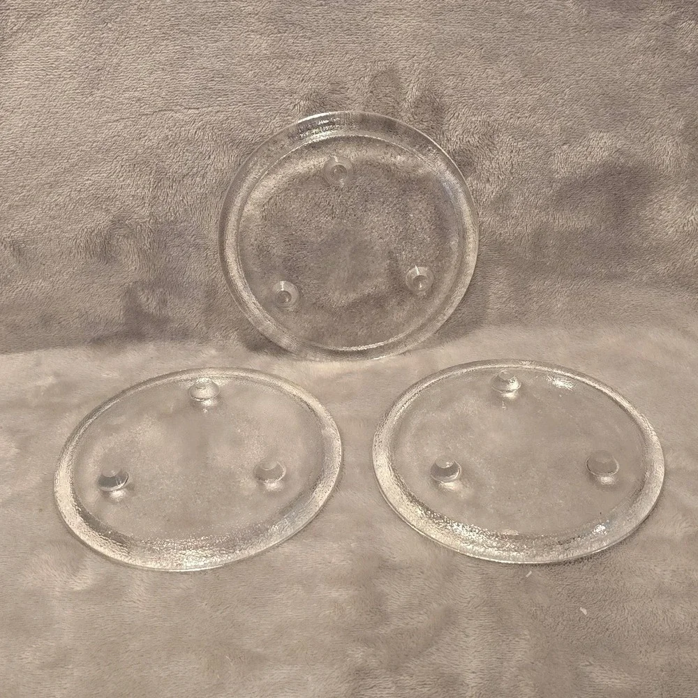 Clear Glass Footed Pillar Candle Plates Round Coasters Set of 3 Minimalist Decor